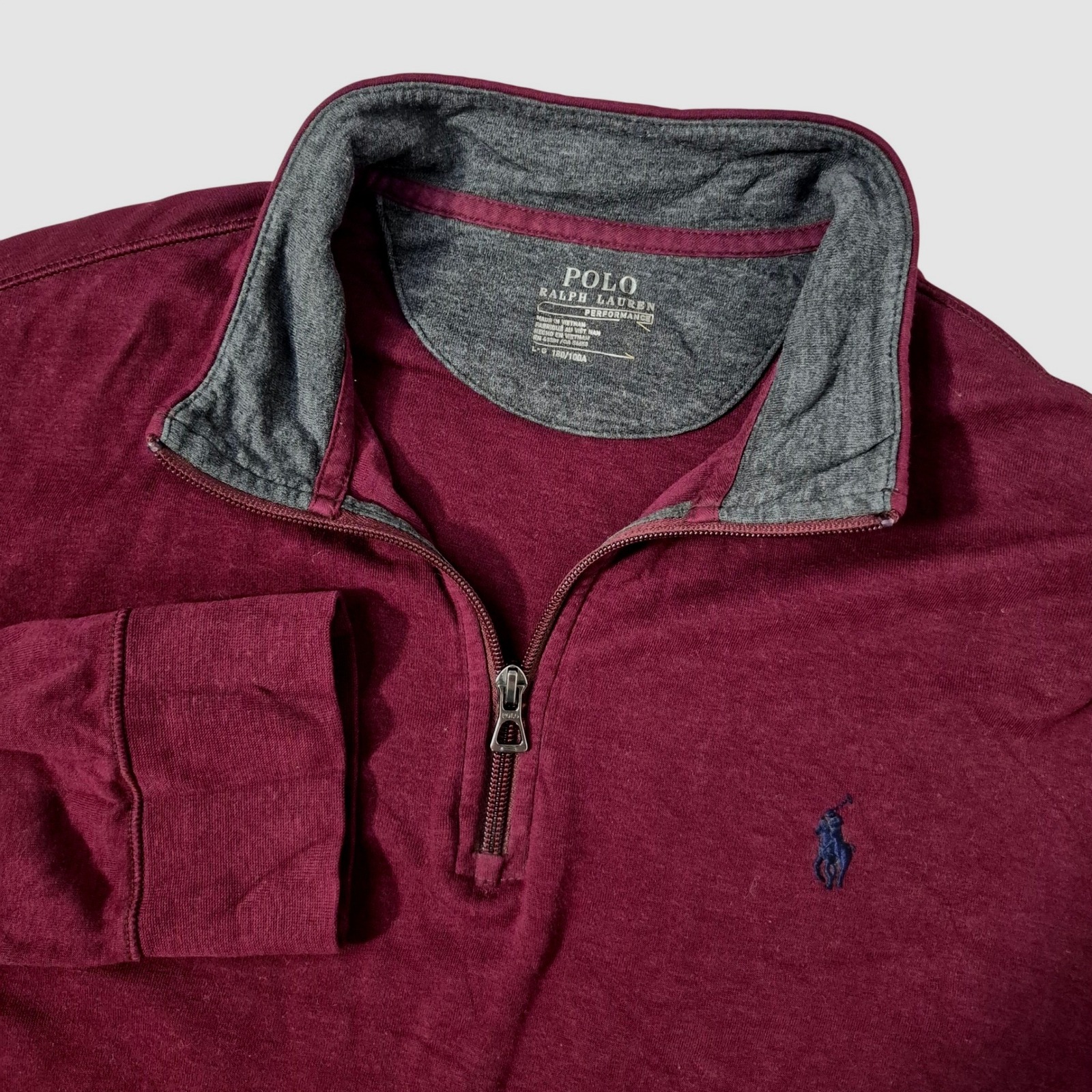 Polo Ralph Lauren Quarter Zip Pullover Mens Large Burgundy Performance Golf Pony